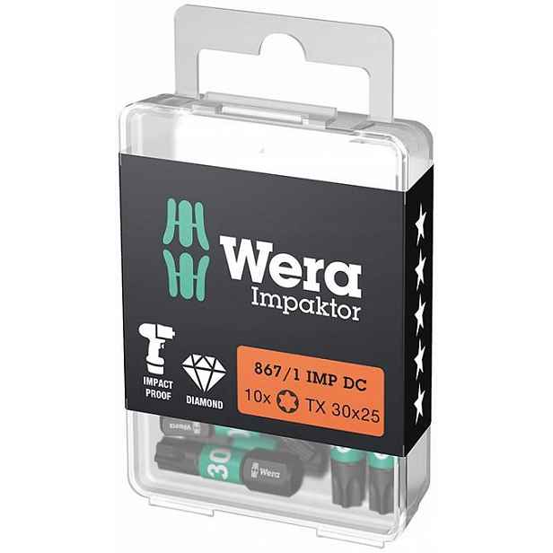 Bit Impaktor 1/4" Din 3126 C63 Torx T30x25mm 10 kusů Wera
