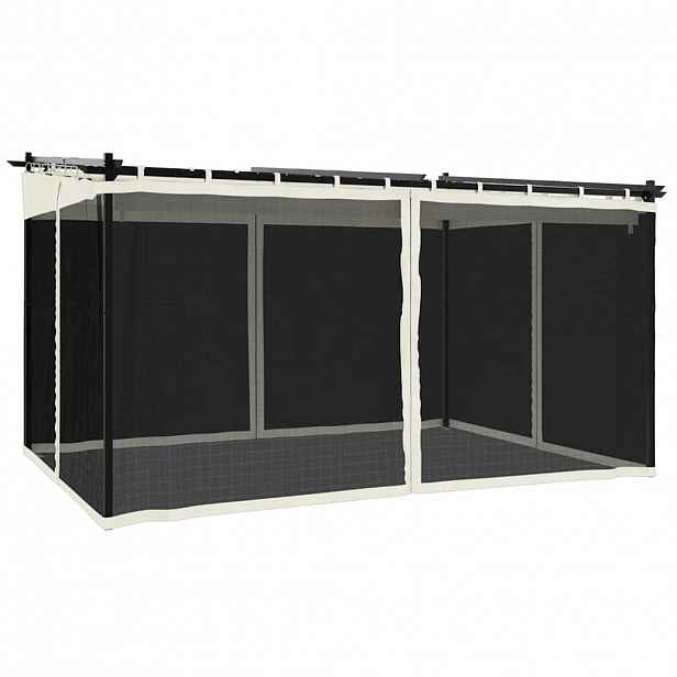 vidaXL Altán se síťovanými stěnami krémový 4 x 3 m ocel