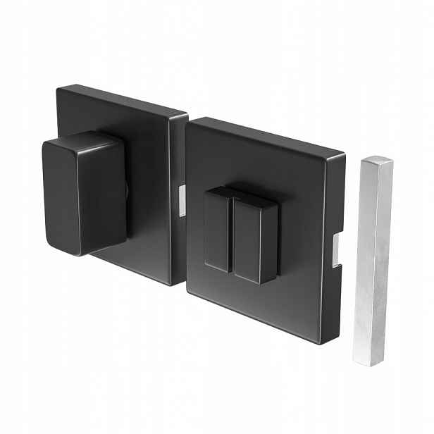 Wc zámek se čtvercovým štítkem 54 mm černý Inox