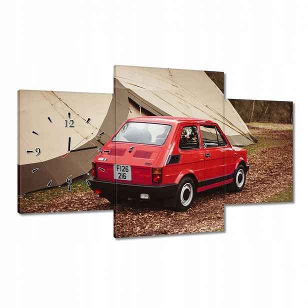 Hodiny 100x60 Červený malý Fiat 126p