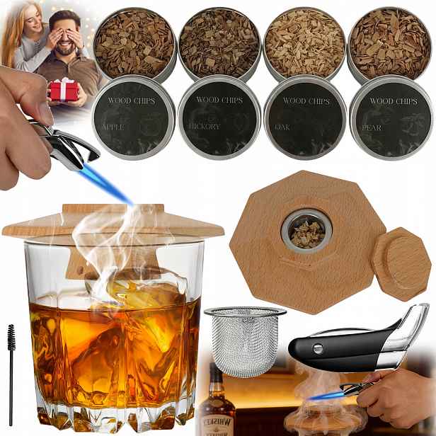 Sada Na Uzení Whisky Smoker Dárek K Narozeninám Pro Muže 4 Příchutě