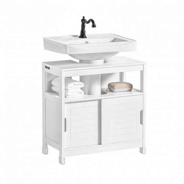 SoBuy SPODNÍ SKŘÍŇKA POD UMYVADLO se 2 dveřmi Bílá 60x30x60cm Minimalistický
