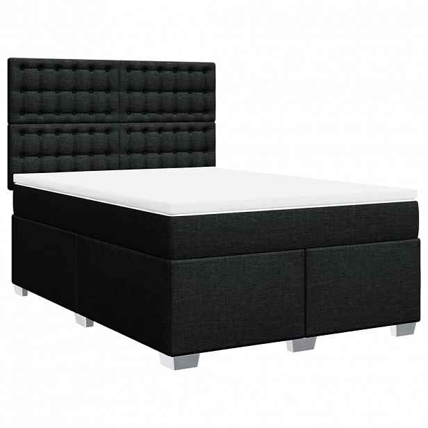 vidaXL Box spring postel s matrací černá 140 x 190 cm textil