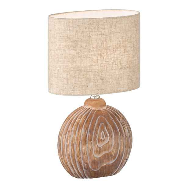 Hnědo-béžová keramická stolní lampa s textilním stínidlem (výška 39 cm) Tobse – Fischer & Honsel