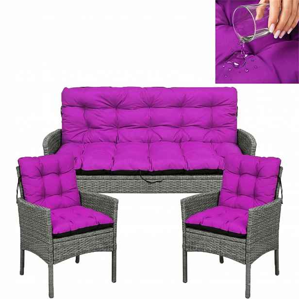 Polštáře na nábytek Vodotěsné, sada Rattan 180x60x50 cm 2+1 silné Fuchsie