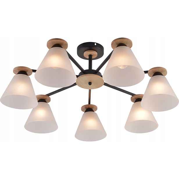 Vargo stropní svítidlo černo-dřevěná stropní lampa 7xE27