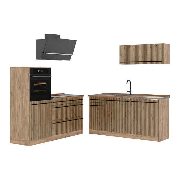 Vicco KUCHYŇSKÝ KOUT R-Line, Řemeslný dub/Zlatý mocný dub, 160 cm pracovná doska Dub Goldkraft