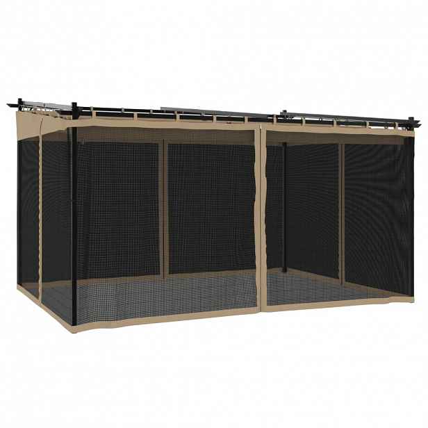 vidaXL Altán se síťovanými stěnami taupe 4 x 3 m ocel