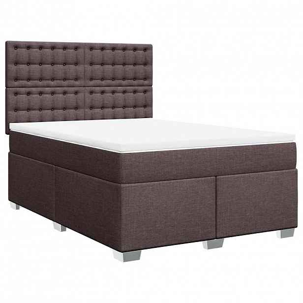 vidaXL Box spring postel s matrací tmavě hnědá 140x190 cm textil