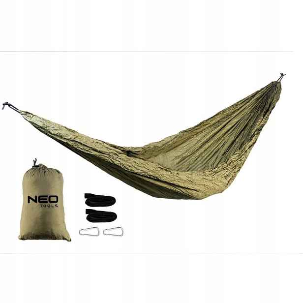Neo Tools Houpací síť khaki 330 x 140 cm, sada 63-124