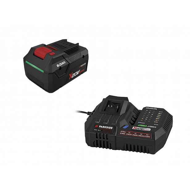 Parkside Performance® Sada Smart akumulátoru 8 Ah Paps 208 A1 a Smart nabíječky 20 V / 12 A Plgs 2012 A1, 2dílná