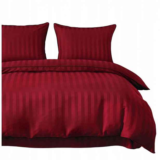 Povlečení s lemováním 140x200 1x70x80 Červená Adamášková pruhy Elegantní