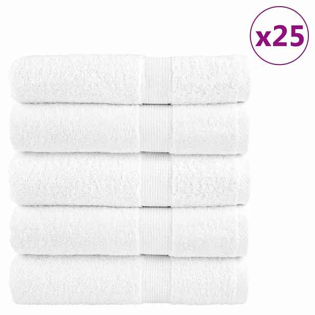 vidaXL Prémiové osušky SOLUND 25 ks bílé 100x150 cm 600 g/m²