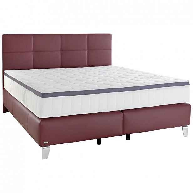XXXLutz POSTEL BOXSPRING, 180/200 cm, kůže, bordeaux Novel - Postele boxspring - 000501000801