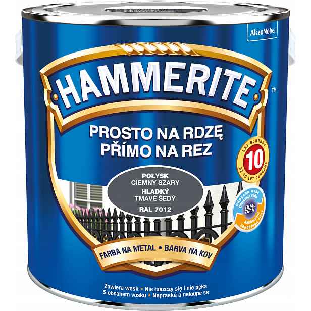 Hammerite Na Rez 2,5 L, Tmavě Šedý Lesk 7012