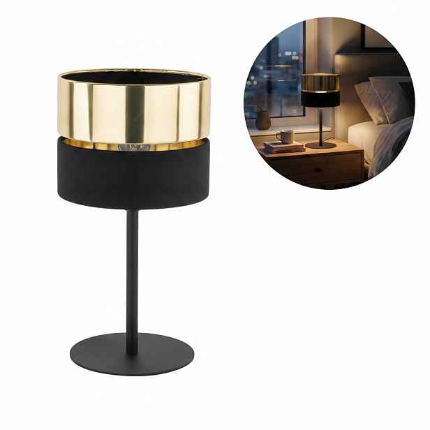 Stolní lampa do pracovny Hilton Černá Zlatá Kov 1xE27 Tk Lighting
