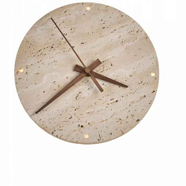 Travertino nástěnné svítidlo 30 cm kulatý Led hodiny kamenné béžové
