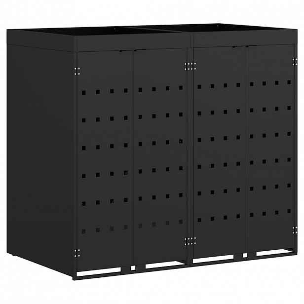vidaXL Úložný box na 2 popelnice Černá 136 x 77,5 x 121,5 cm