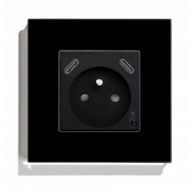 Elektrická Zásuvka Usb C+C Pro Wifi Skleněná Tuya Měření Energie 20W 3A Qc