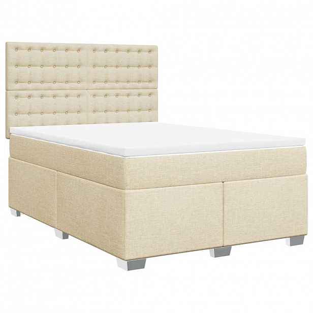 vidaXL Box spring postel s matrací krémová 140x190 cm textil