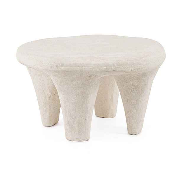 Krémový kulatý konferenční stolek z polyresinu 60x66 cm Albin – Bizzotto