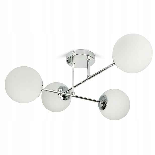 Stropní Svítidlo Lustr Stropní Svítidlo Chrom Skleněné Bílé Koule Glass W4 Led G9