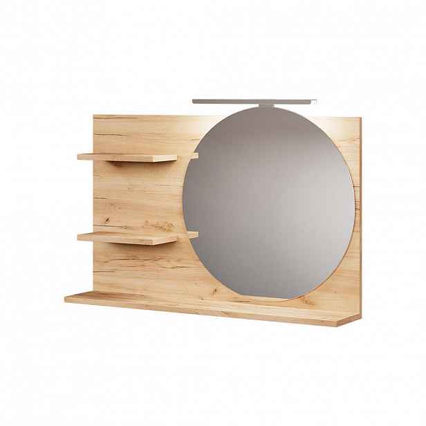 Vicco ZRCADLOVÁ POLICE Avena Dub 80 x 50 cm se 3 otevřenými přihrádkami