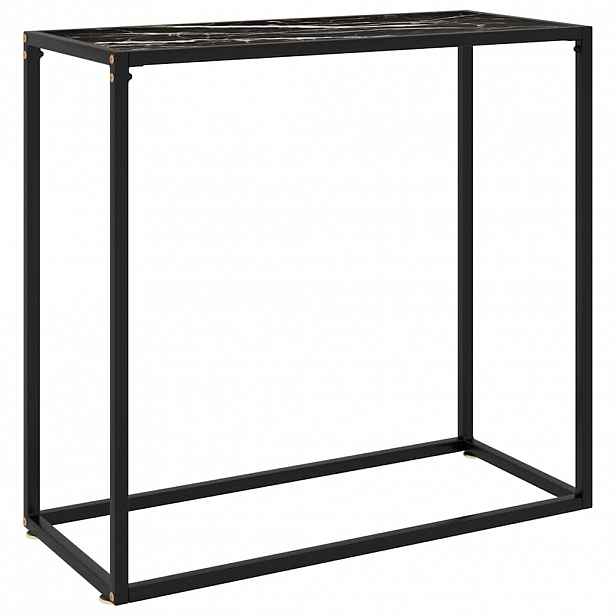 vidaXL Konzolový stolek černý 80 x 35 x 75 cm tvrzené sklo