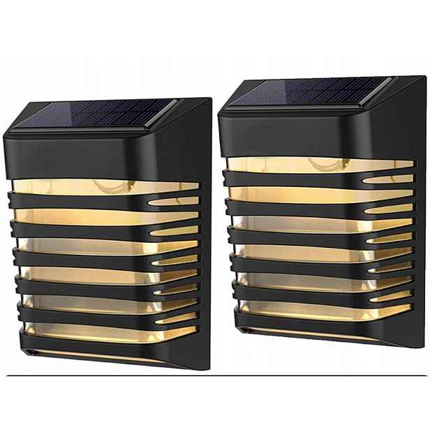 2X Dekorativní Lampa Solární Led Lampa Černá Nástěnná Dekorace Nástěnná