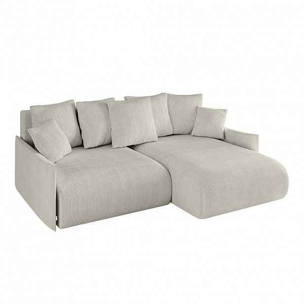 ALTDECOR ROHOVÁ SEDACÍ SOUPRAVA s otomanem vpravo ONESK-L -v1 216x177x72 krémový manšestr