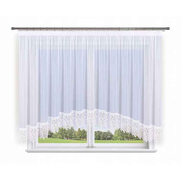 Hotová záclona 400x110 oblouk, bílý voál guipure 30 cm