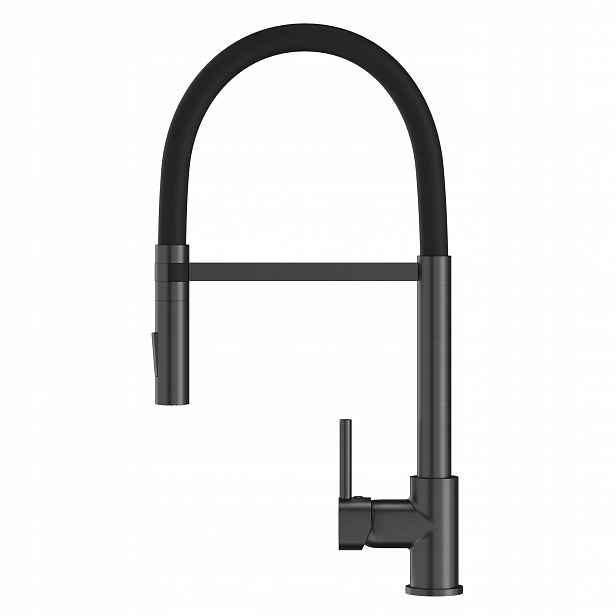 Kuchyňská Baterie Kohoutková Flexibilní Výtoková Trubka Černá Metalická Gun Grey Vento