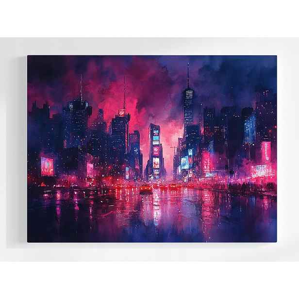 Plakát New York City Ulice Auta Noc Světla 100x75