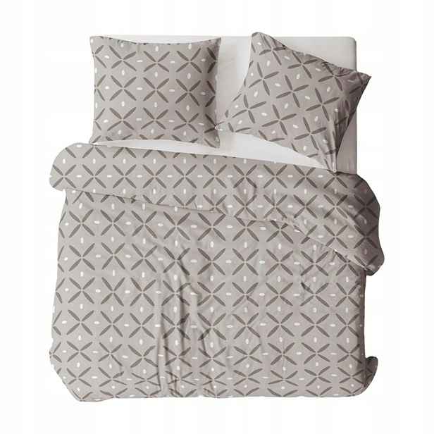 Povlečení flanelové 140x200 1820N šedá geometrie Flanela Komfort na knoflíky