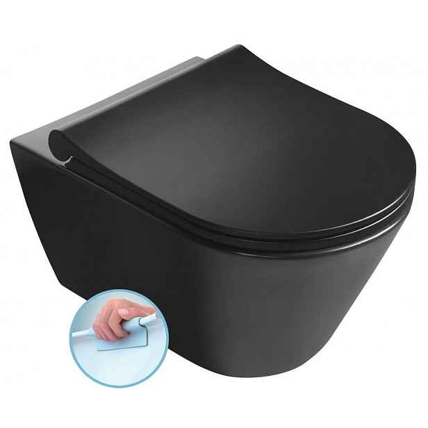 Sapho Avva - Závěsné WC, Rimless, matná černá 100314-110