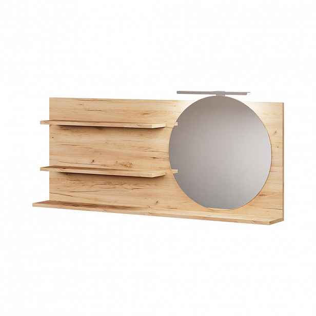 Vicco ZRCADLOVÁ POLICE Avena Dub 120 x 50 cm se 3 otevřenými přihrádkami