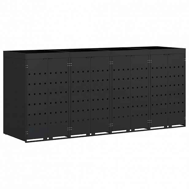 vidaXL Úložný box na 4 popelnice Černá 272 x 77,5 x 121,5 cm