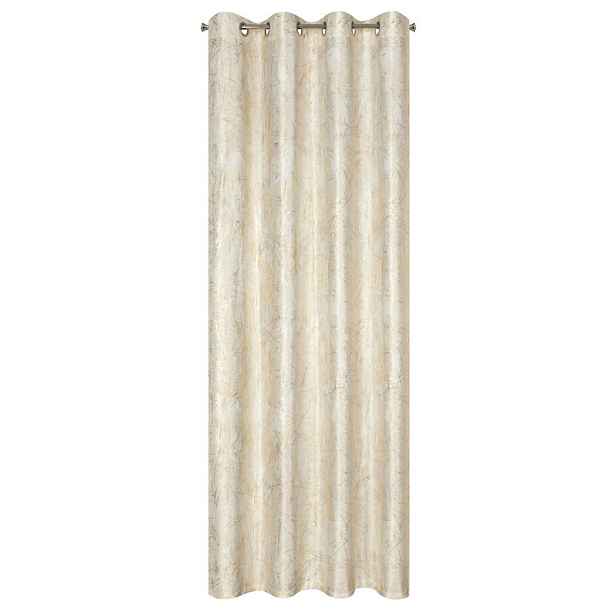 Závěs 140x250 krémový velurový metalický potisk