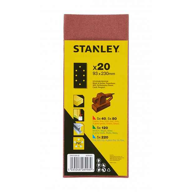 Stanley - 20dílná sada brusných pásů, 93x230 mm STA31338-QZ