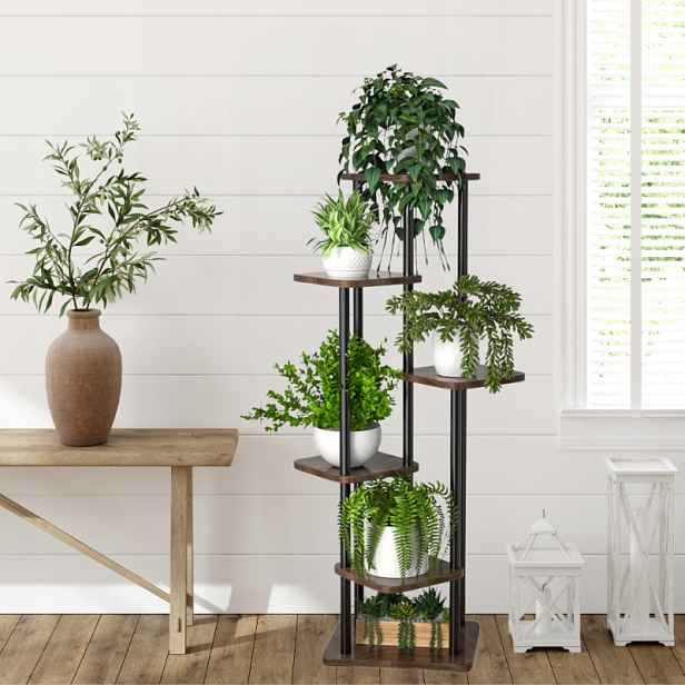 Stojanový květináč kovový loft 132 cm 6 úrovní pro rostliny