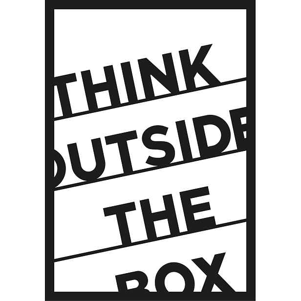 Wallity Nástěnná dekorace Think Outside The Box černá