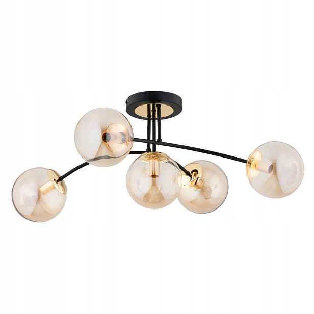 Stropní Svítidlo Alfa Latina Glamour 5xE14 10W Černo-zlatá Skleněné koule