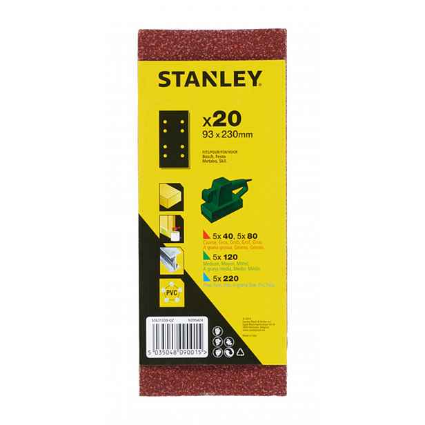 Stanley - 20dílná sada brusných pásů, 93x230 mm STA31339-QZ