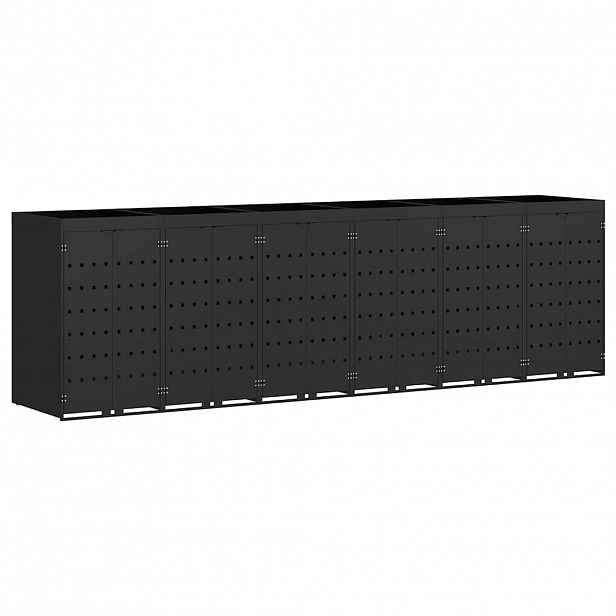 vidaXL Úložný box na 6 popelnic Černá 408 x 77,5 x 121,5 cm