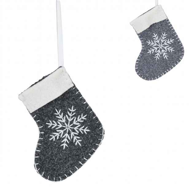 Závěsná vánoční ponožka SNOW SOCK 12 cm - více barev Barva: Světle šedá