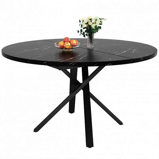 FLIEKS JÍDELNÍ STŮL rozkládací 100-140cm mramor černý X
