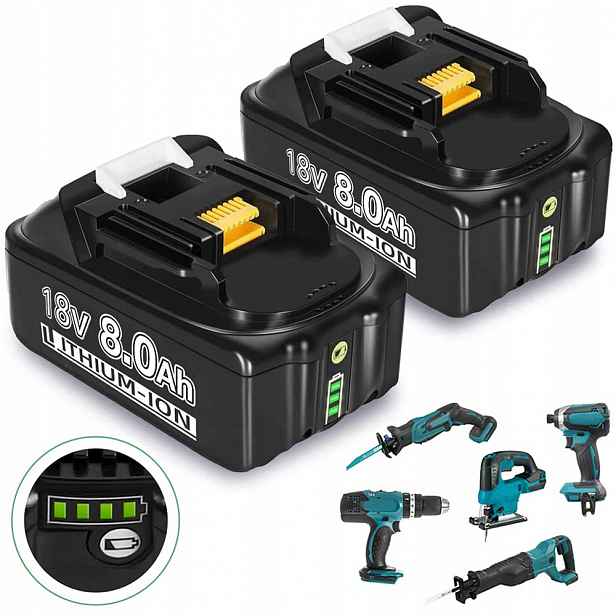 Akumulátor Baterie S Led 18V 8Ah Pro Makita BL1840 BL1850 BL1860 2 Ks