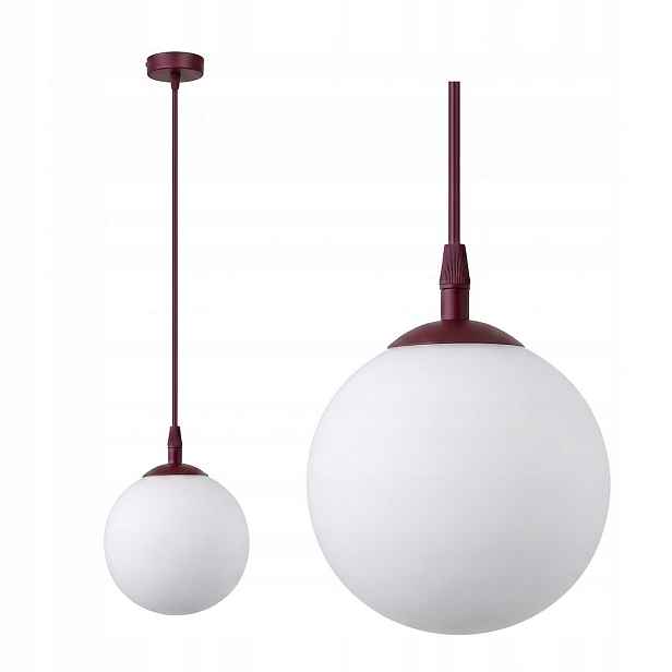 Emibig závěsná lampa cosmo vínově bílá skleněná koule e14 10w