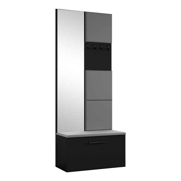 MASSENO MODERNÍ PŘEDSÍŇOVÁ SESTAVA MODULO, 80,6/204/40 cm, černá