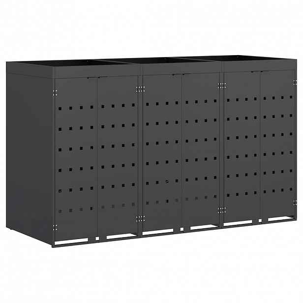 vidaXL Úložný box na 3 popelnice Antracit 204 x 77,5 x 121,5 cm